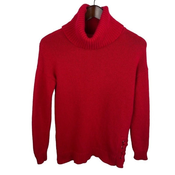 Mint Velvet | Red Side Lace Up Wool Blend Turtleneck Sweater - Picture 1 of 9